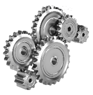 A cluster of gears on a white background, symbolizing the industry